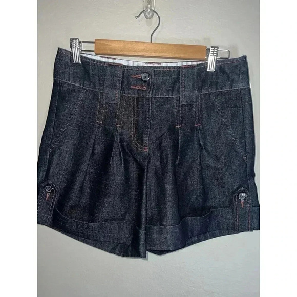 Anthropologie Plus Fours Denim Pleated Shorts Women Size 6 - Picture 1 of 7
